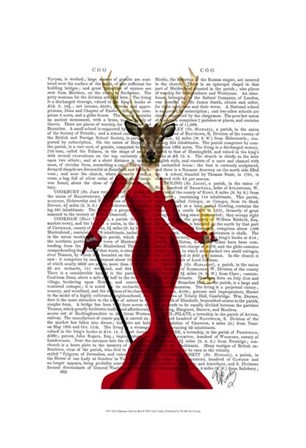 Glamour Deer In Red by Fab Funky art print