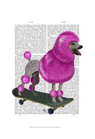 Pink Poodle and Skateboard by Fab Funky art print