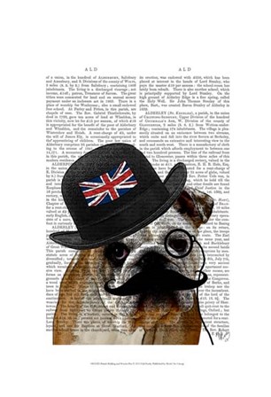 British Bulldog and Bowler Hat by Fab Funky art print