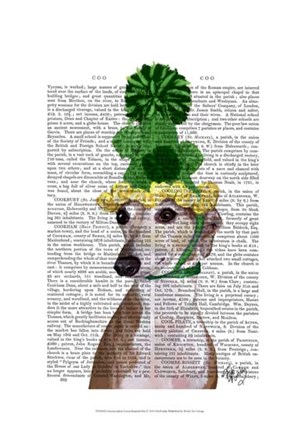 Greyhound in Green Knitted Hat by Fab Funky art print