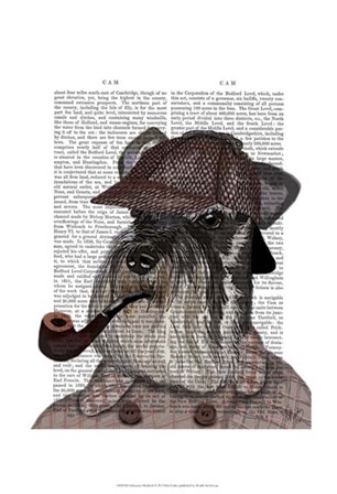 Schnauzer Sherlock by Fab Funky art print