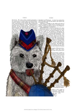 West Highland Terrier and Bagpipes by Fab Funky art print