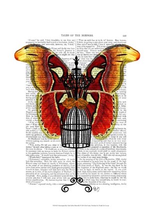 Mannequin Red And Yellow Butterfly by Fab Funky art print