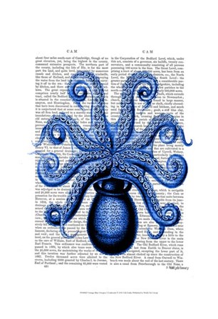 Vintage Blue Octopus 1 Underside by Fab Funky art print