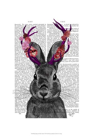 Jackalope with Pink Antlers by Fab Funky art print