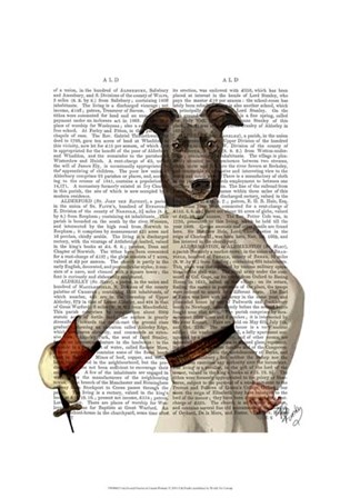 Greyhound Fencer in Cream Portrait by Fab Funky art print