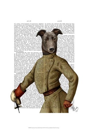 Greyhound Fencer Dark Portrait by Fab Funky art print