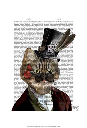 Phileas Feline Steampunk Cat &amp; Top Hat by Fab Funky art print