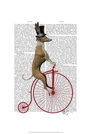 Greyhound on Red Penny Farthing Bike by Fab Funky art print