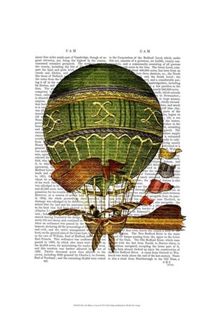Hot Air Balloon Green by Fab Funky art print