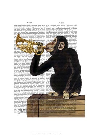 Monkey Playing Trumpet by Fab Funky art print