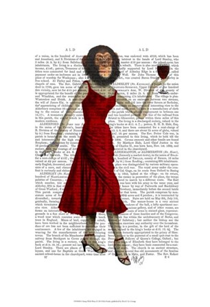 Chimp With Wine by Fab Funky art print