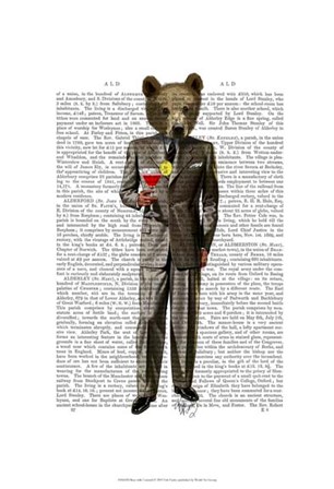 Bear with Cocktail by Fab Funky art print