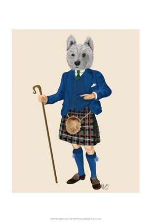 West Highland Terrier in Kilt by Fab Funky art print