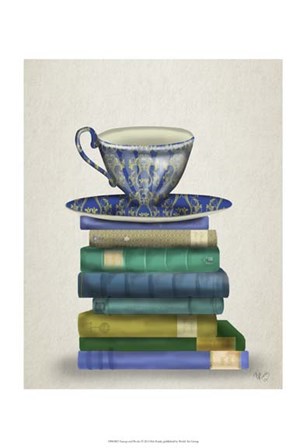 Teacup and Books by Fab Funky art print