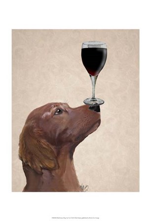 Red Setter Dog Au Vin by Fab Funky art print