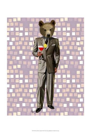 Bear With Cocktail by Fab Funky art print