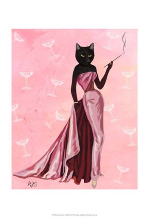 Glamour Cat in Pink by Fab Funky art print