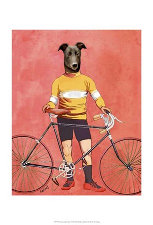 Greyhound Cyclist by Fab Funky art print