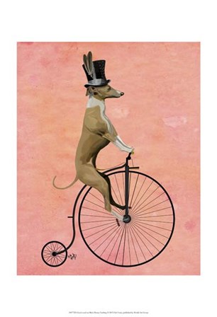 Greyhound on Black Penny Farthing by Fab Funky art print