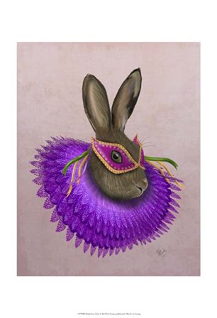 Mardi Gras Hare by Fab Funky art print