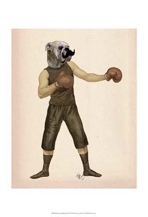 Boxing Bulldog Full by Fab Funky art print
