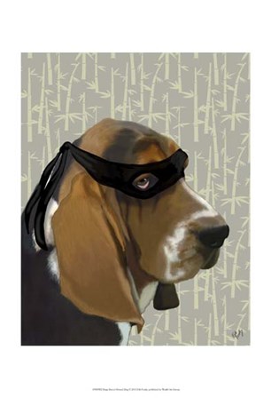 Ninja Basset Hound Dog by Fab Funky art print