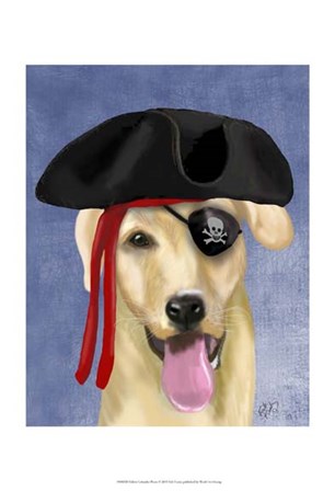 Yellow Labrador Pirate by Fab Funky art print