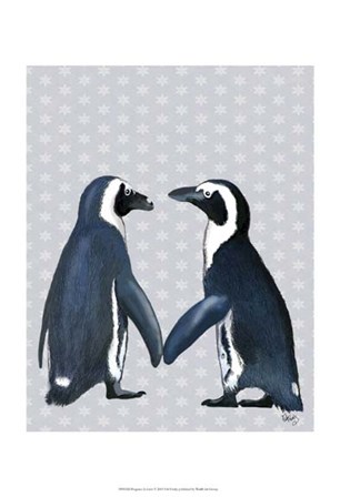 Penguins In Love by Fab Funky art print