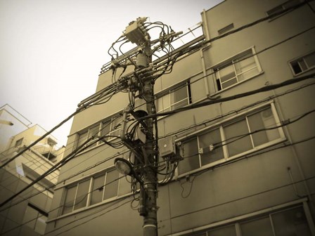 Tokyo City Electric Pole by Naxart art print