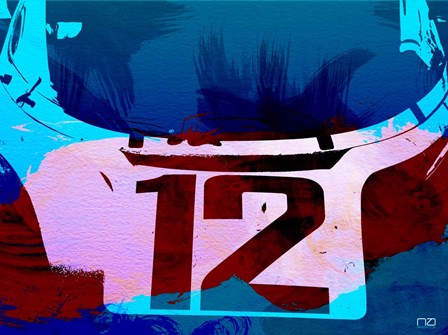 Racing Number 12 Watercolor by Naxart art print