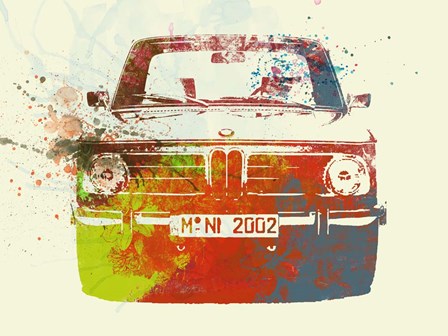 BMW 2002 Front Watercolor 2 by Naxart art print
