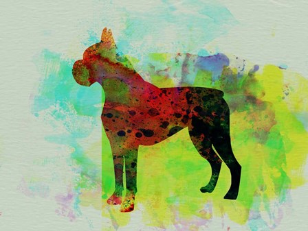 Boxer Watercolor by Naxart art print