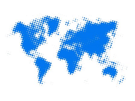 Blue Dotted World Map by Naxart art print
