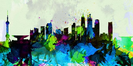 Shanghai City Skyline by Naxart art print