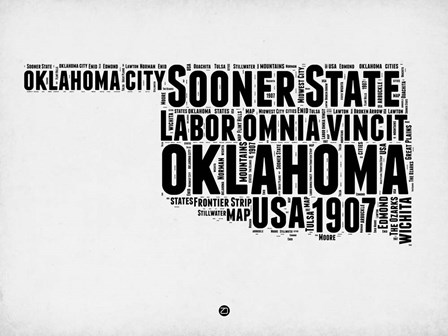 Oklahoma Word Cloud 2 by Naxart art print