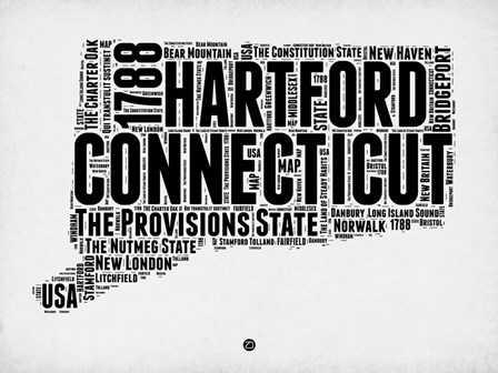Connecticut Word Cloud 2 by Naxart art print