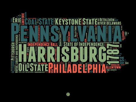 Pennsylvania Word Cloud 1 by Naxart art print