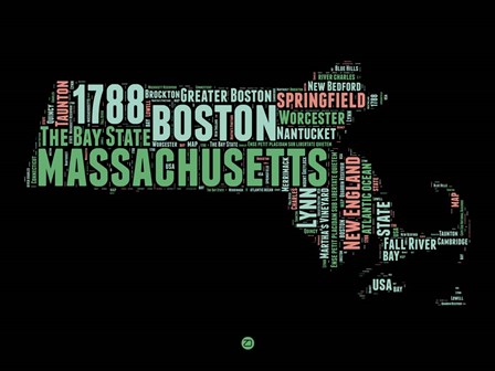 Massachusetts Word Cloud 1 by Naxart art print