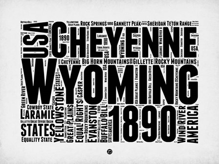 Wyoming Word Cloud 2 by Naxart art print