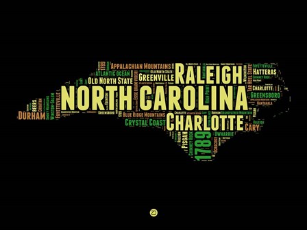 North Carolina Word Cloud 1 by Naxart art print