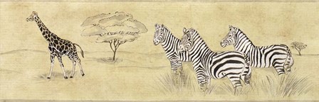 Zebras and Giraffe by Pablo Esteban art print