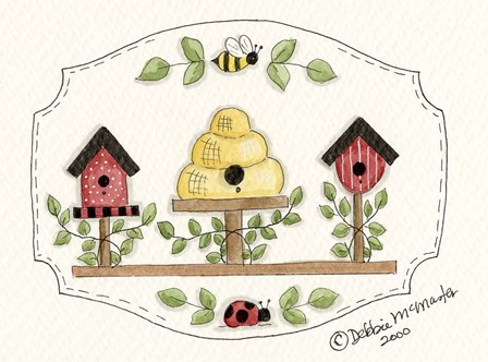 Beehive With Birdhouse by Debbie McMaster art print