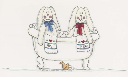 Bath Time Bunnies by Debbie McMaster art print