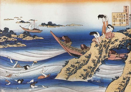 Female Divers Dive for Abalone by Katsushika Hokusai art print