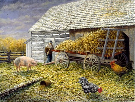Pig &amp; Chickens by Kevin Dodds art print