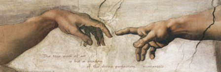 The Creation of Adam (detail) by Michelangelo Buonarroti art print