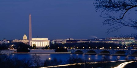 Washington Monument, Lincoln Memorial, Capitol Building, Washington DC by Panoramic Images art print