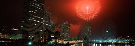 Fireworks Display, Minato Mirai, Yokohama, Japan 2010 by Panoramic Images art print