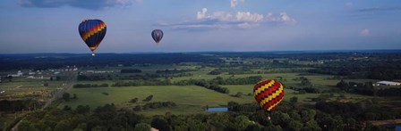 Hot air balloons floating in the sky, Illinois River, Tahlequah, Oklahoma, USA by Panoramic Images art print